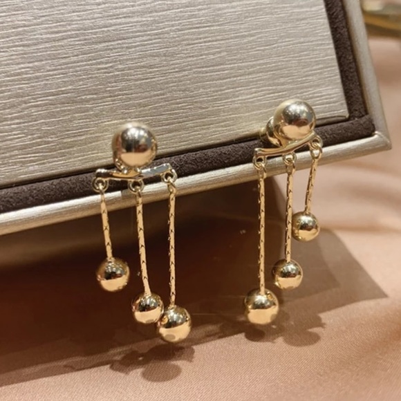 Gold plated Tassel Drop earrings - Picture 2 of 5